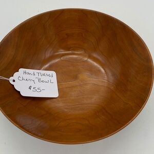 Handmade Cherry Wood Decorative Bowl, Hand Turned (8 1/2 In. X 3 In.)